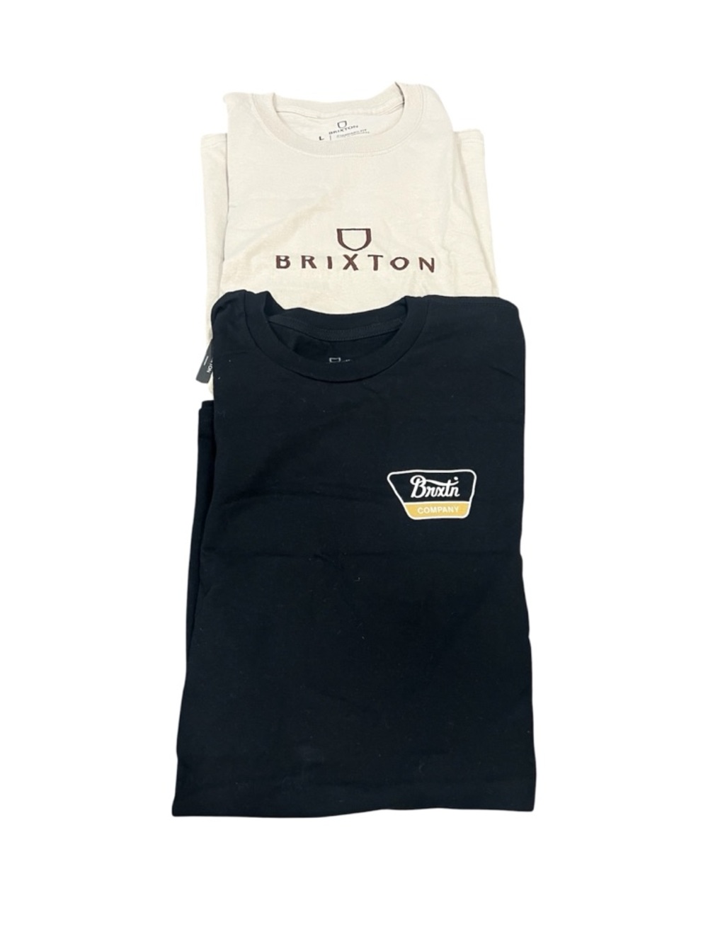Brixton Crew Neck Tee Pair - Black & Cream NWT size Large